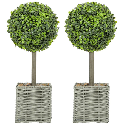 Nancy's Meina Kunstplanten - Kunst buxussen - Buxus - Set van 2 - Groen - 50 cm hoog
