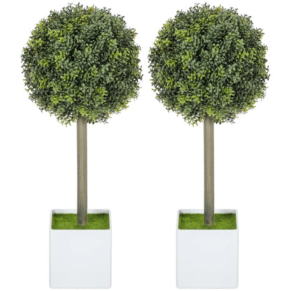 Nancy's Marina Kunstplant - Kunst Buxus - Set van 2 - Groen - 45 cm hoog