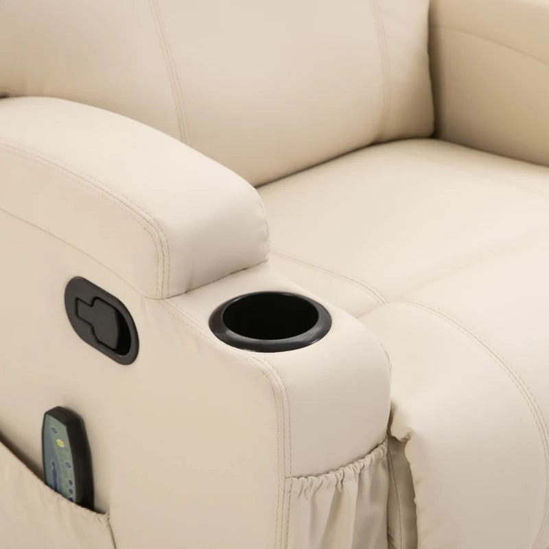 Nancy's Alleghe Massagestoel - Relaxstoel - Relaxfauteuil - Schommelfunctie - Verstelbare Rugleuning - Draaibaar - Créme - Kunstleer