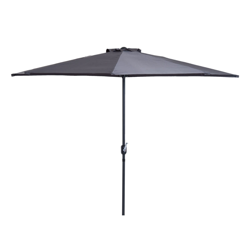 Nancy's Vacaville Parasol - Garden umbrella - Sun protection - Half round - Crank - Aluminum - Half round - Gray - Black - ± 300 x 150 cm