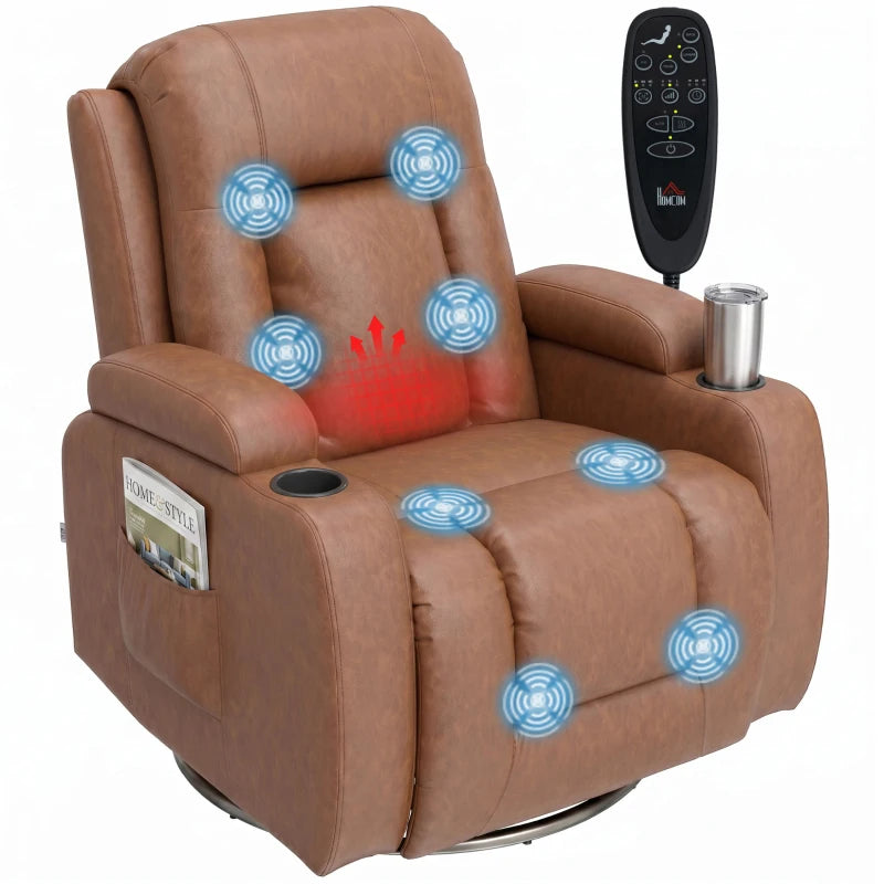 Nancy's Tavarnuzze Massagestoel - Relaxfauteuil - Massagefauteuil - Verwarmde massage & ontspanning - Lichtbruin - Kunstleer
