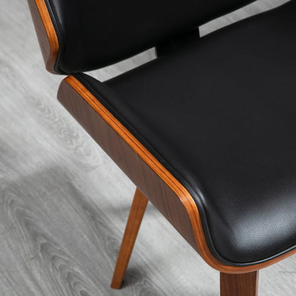 Nancy's Monterotondo Eetkamerstoelen - Set van 2 - Keukenstoelen - Retro - Zwart - Kunstleer / Hout