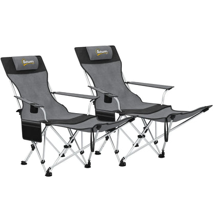 Nancy's Radicofani Campingstoelen - Strandstoelen - Set van 2 - Opvouwbaar - Grijs / Zwart