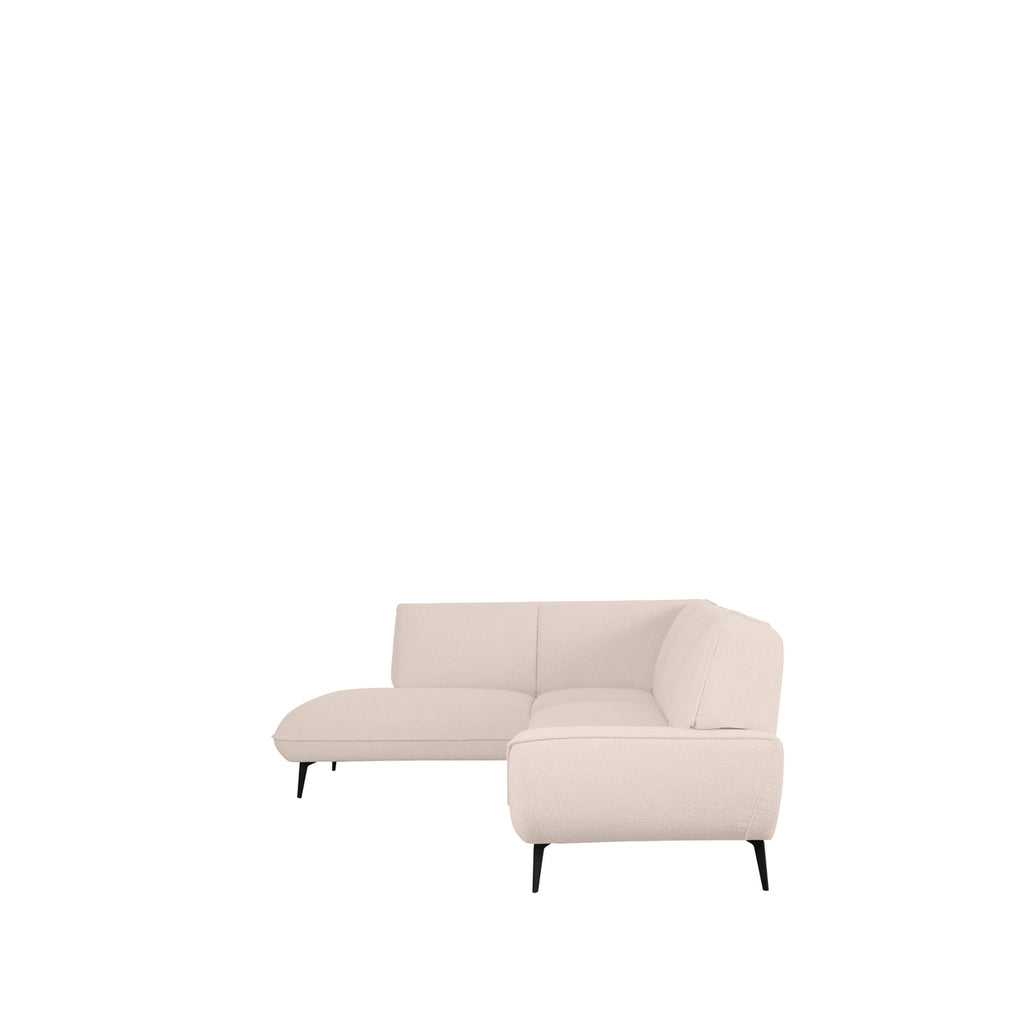 Label51 Hoekbank Pesaro Links - Naturel Boucle | Zwart Metaal - 274x85-203x82 cm