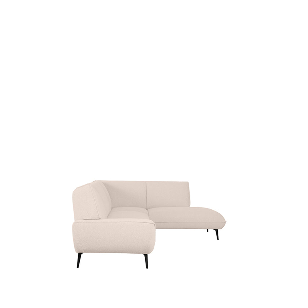 Label51 Hoekbank Pesaro Rechts - Naturel Boucle | Zwart Metaal - 274x85-203x82 cm