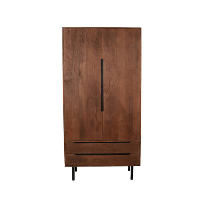 LABEL51 Opbergkast Rio - Wandkast - Espresso Mangohout | Zwart Metaal - 100x40x200 cm