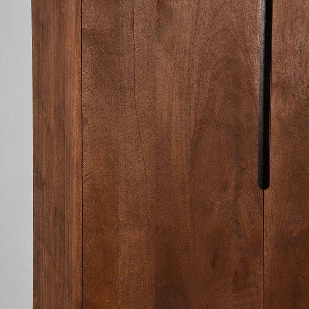 LABEL51 Opbergkast Rio - Wandkast - Espresso Mangohout | Zwart Metaal - 100x40x200 cm