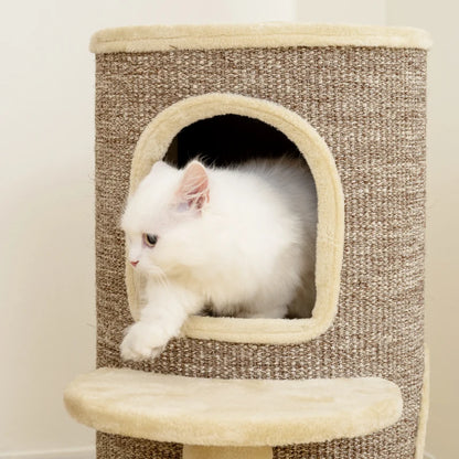 Nancy's Nicotera Krabpaal - Kattenhol - Kattenpaal - Beige / Bruin - Pluche / Sisal - ± 60 x 60 x 60 cm
