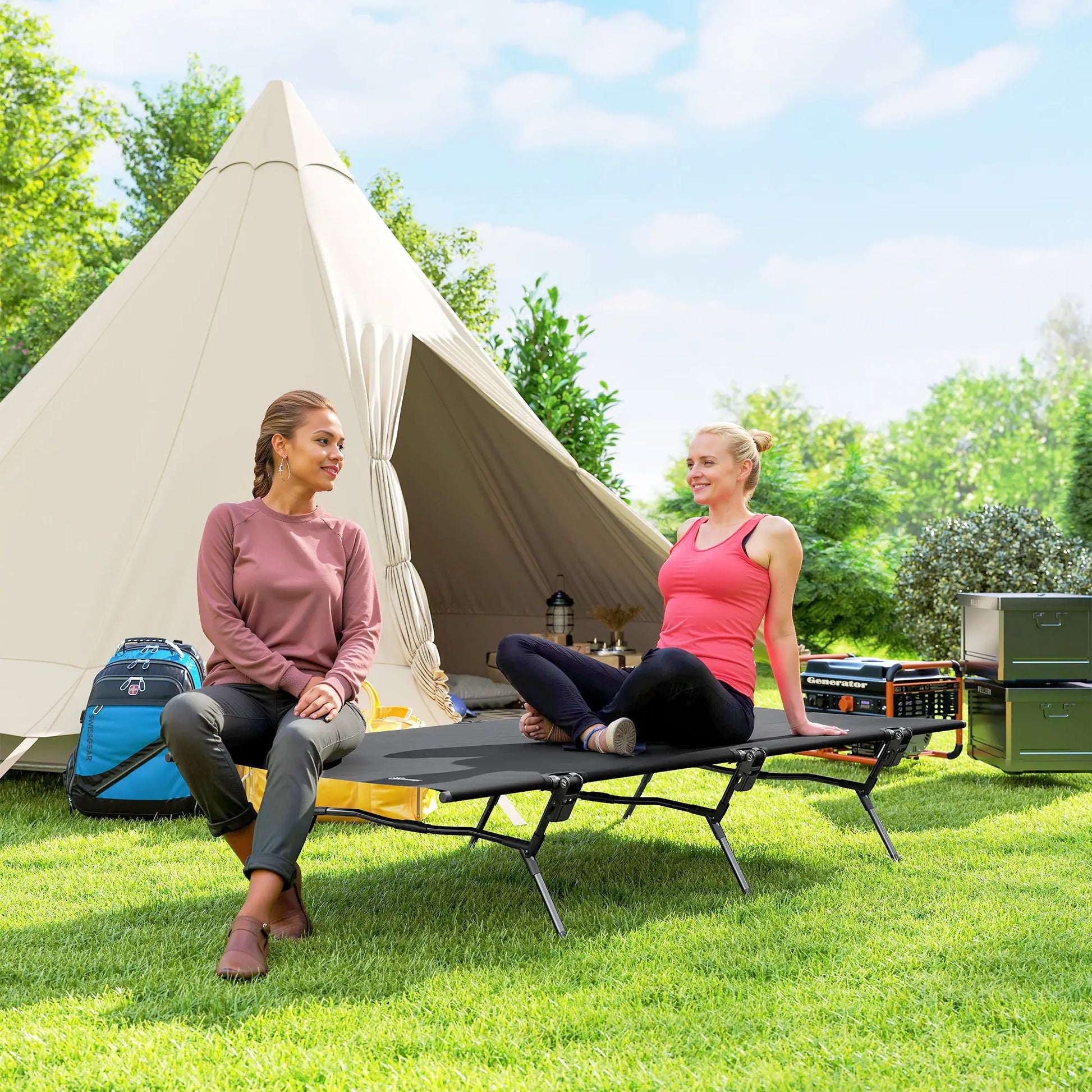 Nancy's Force Stretcher - Campingbed - Zwart - ± 200 x 100 x 35 cm