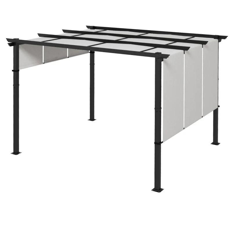 Nancy's Sulden Pergola - Tuinpaviljoen - Terrasoverkapping - Uitschuifbaar pergoladak - Grijs - ± 355 x 295 x 235 cm