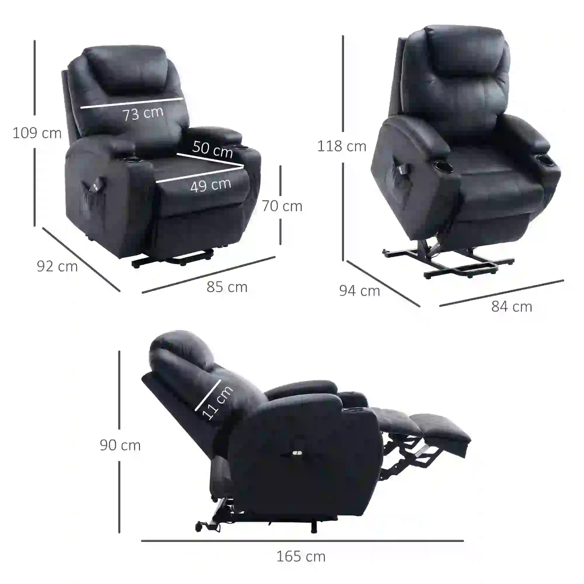 Nancy's Fornos Sta op stoel - Opstastoel - Seniorenstoel - Relaxfauteuil - Zwart - Kunstleer