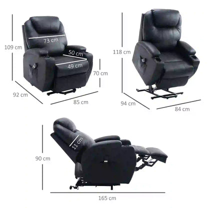 Nancy's Fornos Sta op stoel - Opstastoel - Seniorenstoel - Relaxfauteuil - Zwart - Kunstleer