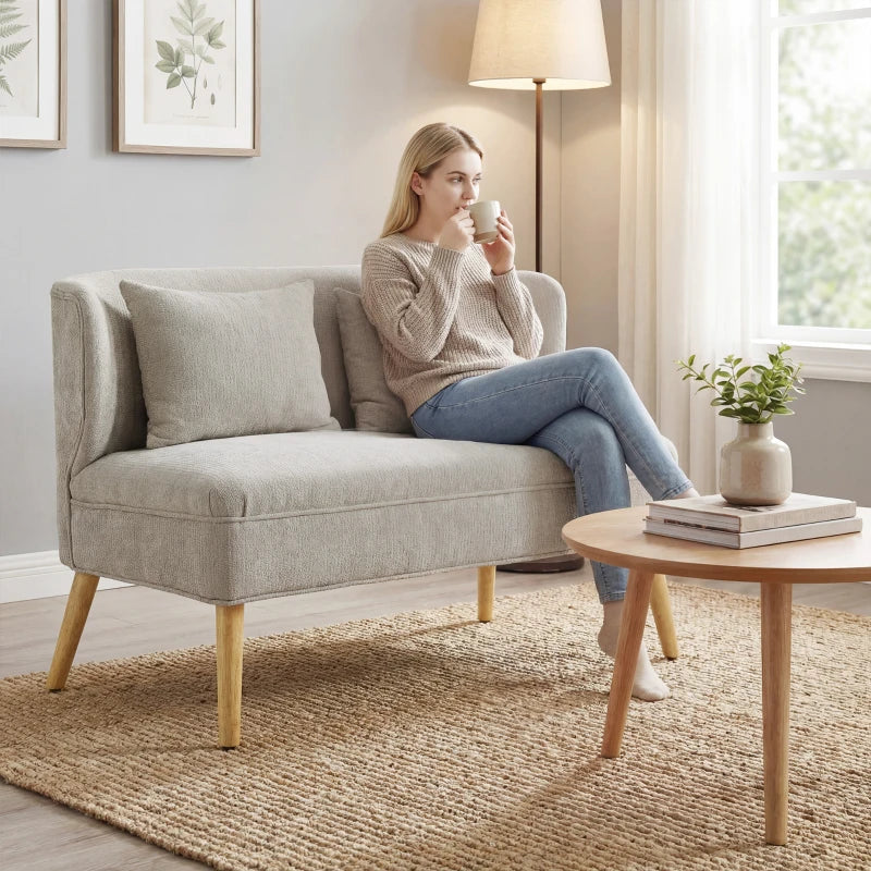 Nancy's Sequals 2-Zitsbank - Woonkamerbank - Tweezitsbank - Bank - Beige - Chenille - ± 115 x 65 x 80 cm