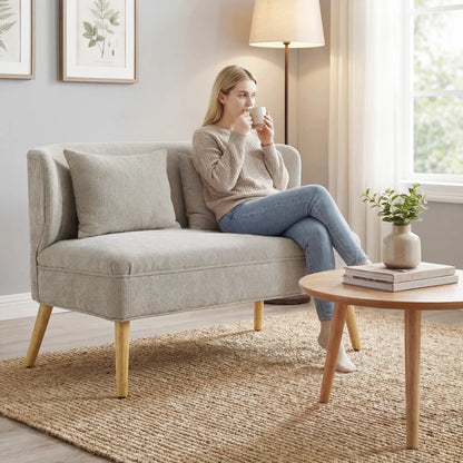 Nancy's Sequals 2-Zitsbank - Woonkamerbank - Tweezitsbank - Bank - Beige - Chenille - ± 115 x 65 x 80 cm