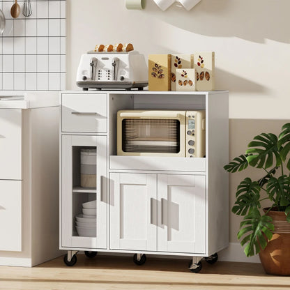 Nancy's Pasturo Keukenkast - Opbergkast - Keukentrolley - Wit - ± 80 x 40 x 90 cm