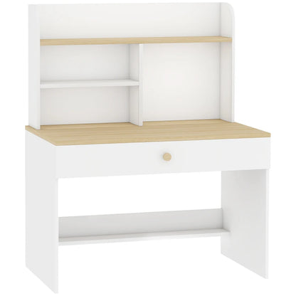 Nancy's Torchiara Kindertafel - Kinderbureau - Opbergruimte - Wit / Houtlook - 80 x 50 x 100 cm