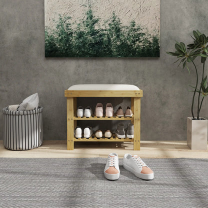 Nancy's Gorreto Schoenenbank - Schoenenrek - Bamboe - ± 60 x 30 x 50 cm