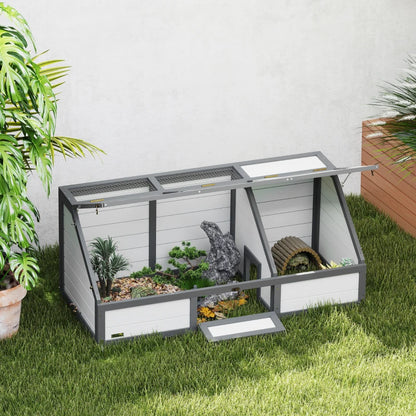Nancy's Nuoro Schildpaddenverblijf - Schildpaddenhuis - Schildpadhuis - Wit - Dennenhout - 120L x 55B x 20/50H cm