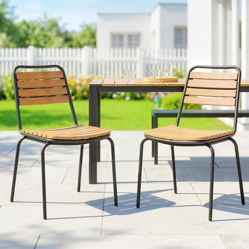 Nancy's Siusi Tuinstoelen - Set van 2 - Balkonstoelen - Terrasstoelen - Natuurlijk hout / zwart