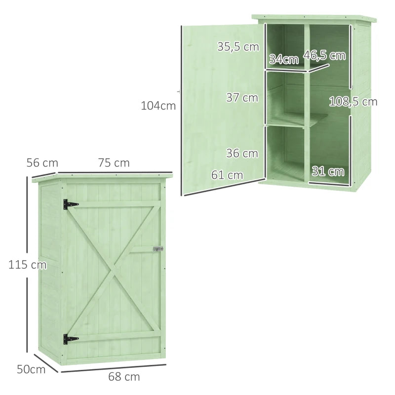 Nancy's Sacrofano Tuinkast - Tuinschuur - Buitenkast - Opbergkast voor buiten - Groen - Dennenhout - ± 75 x 55 x 115 cm