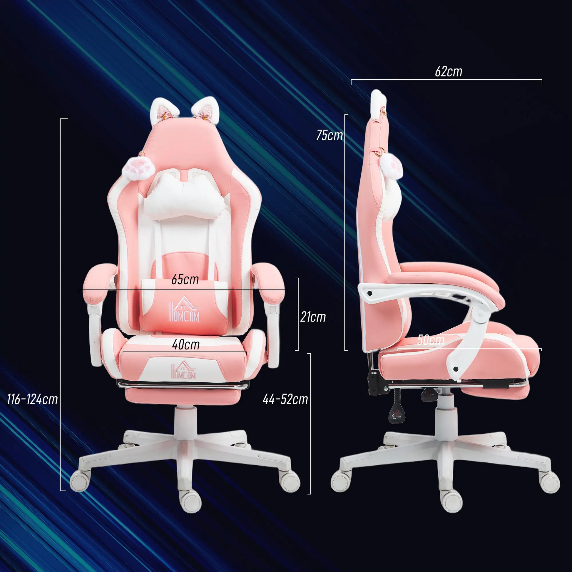 Nancy's Relva Gamestoel - Gaming Stoel - Bureaustoel - PC Stoel - Verstelbaar - Roze - Kunstleer