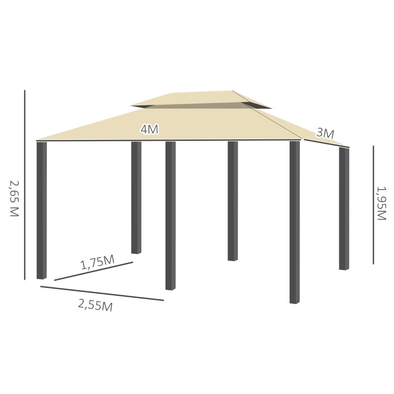 Nancy's Camp Eight Paviljoen - Tuinpaviljoen - Partytent - Tuintent - Feesttent met dubbel dak - 300 x 400 cm