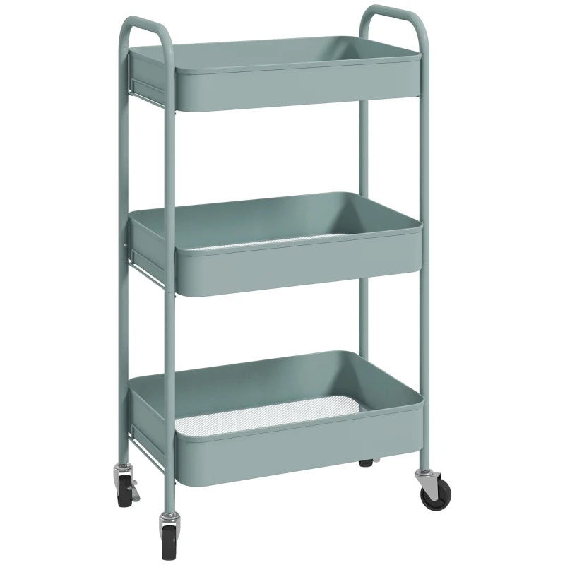 Nancy's Monterosi Trolley - Serveerwagen - Keukentrolley - Lichtblauw - Staal - ± 45 x 30 x 80 cm