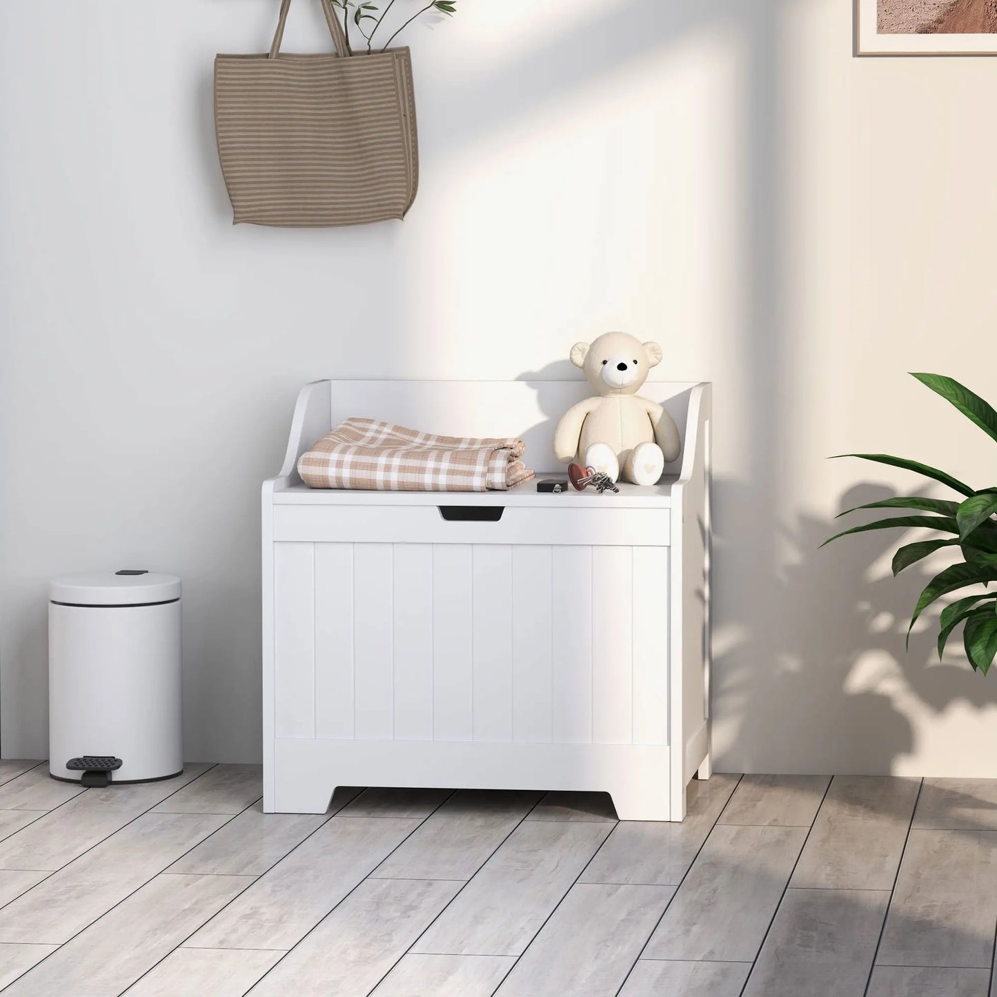 Nancy's Filettino Opbergkist - Kist - Speelgoedkist - Wit - ± 60 x 40 x 55 cm