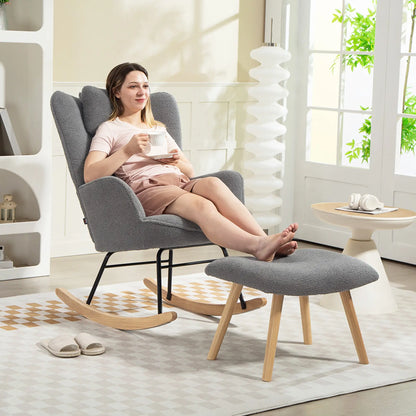 Nancy's Malcesine Schommelstoel - Relaxstoel - Relaxfauteuil - Grijs - Fleece