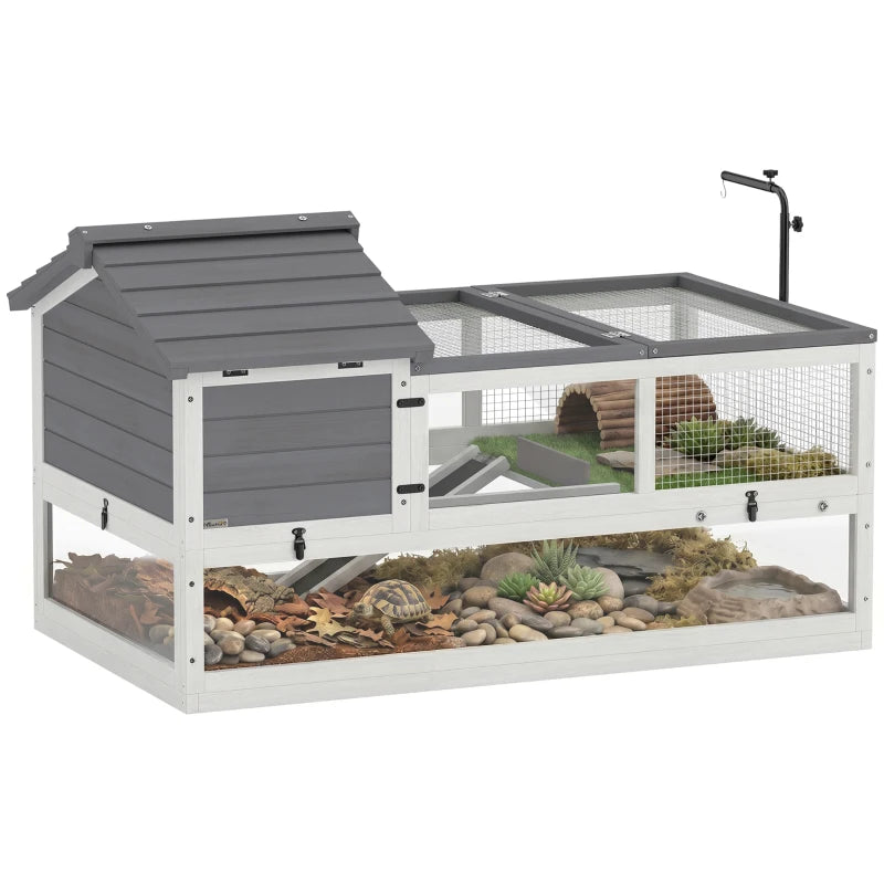 Nancy's Torgnon Schildpaddenhuis - Schildpaddenhok - Schildpadverblijf - Wit / Grijs - ± 115 x 70 x 70 cm