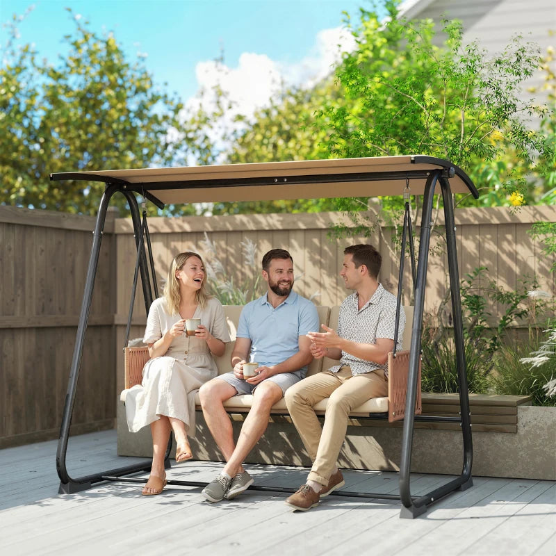 Nancy's Sauris Schommelbank - Tuinschommel - Verstelbare kap - Zand / Zwart - ± 205 x 120 x 165 cm