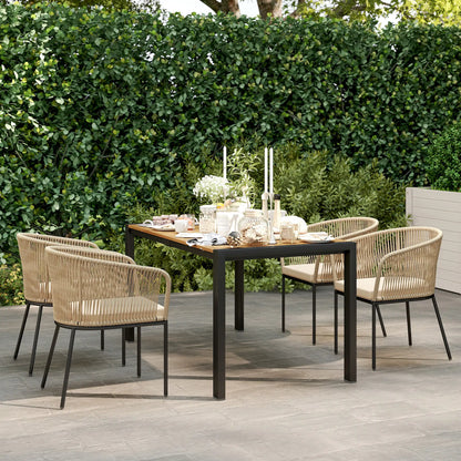 Nancy's Gavorrano Tuinset - Tuinmeubelset - Kaki / Zwart - Rotan / Acaciahout