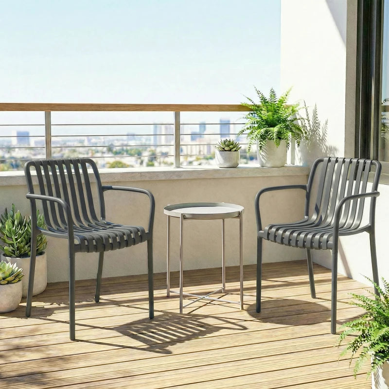 Nancy's Sistiana Tuinstoelen - Set van 4 - Terrasstoelen - Buitenstoelen - Donkergrijs - Kunststof