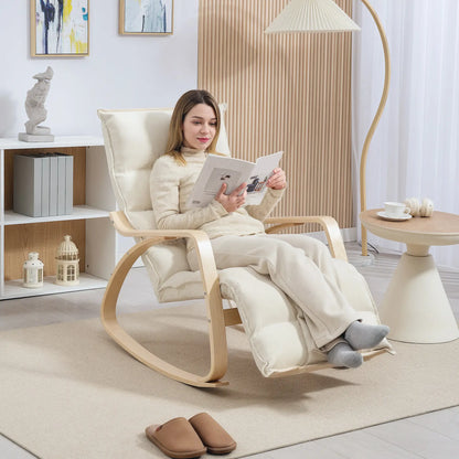 Nancy's Jesolo Schommelstoel - Relaxstoel - Loungestoel - Crèmewit - Linnen