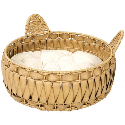 Nancy's Tarquinia Kattenmand - Kattenbed - Afneembaar kussen - Rotan - 50 x 50 x 25 cm