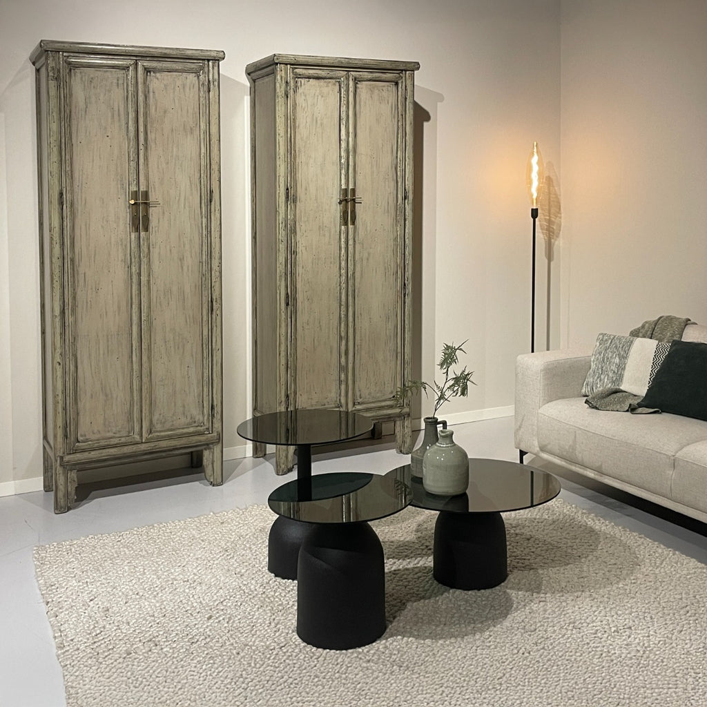 Livingfurn Wandkast Icons Marie Elise - Elmhout - Grijs