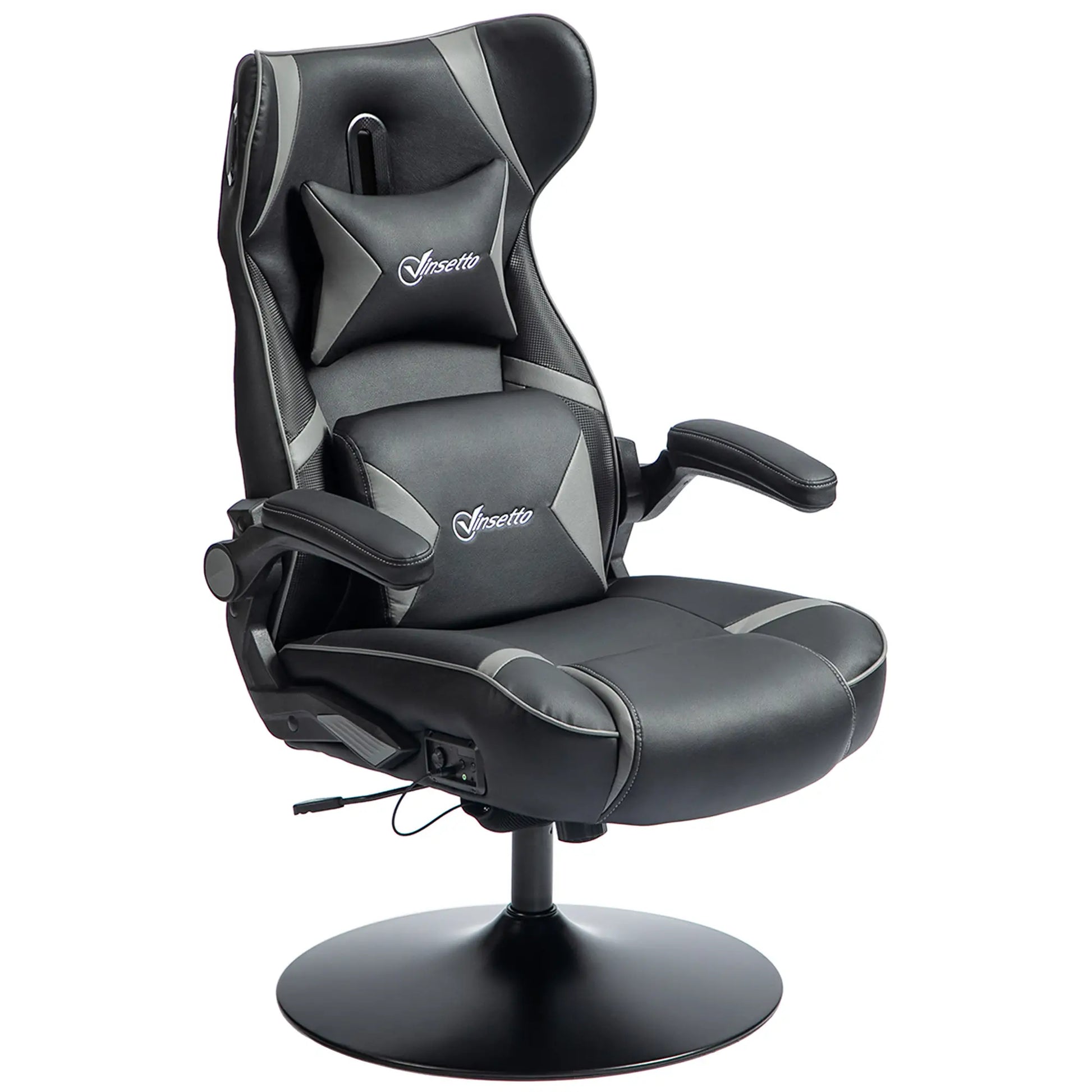 Nancy's Mangualde Gamestoel - Gaming Stoel - Bureaustoel - Bluetooth Speakers - Aanpasbaar - Zwart / Grijs