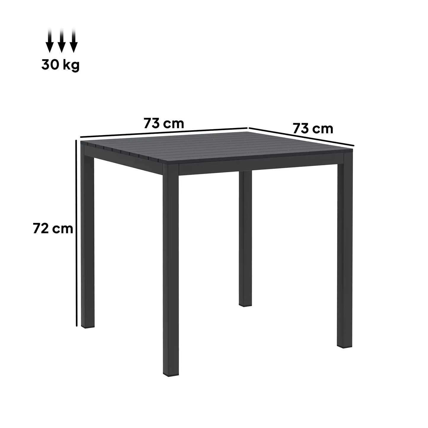 Nancy's Corleone Tuintafel - Terrastafel - Eettafel voor Buiten - Zwart - ± 75 x 75 x 70 cm