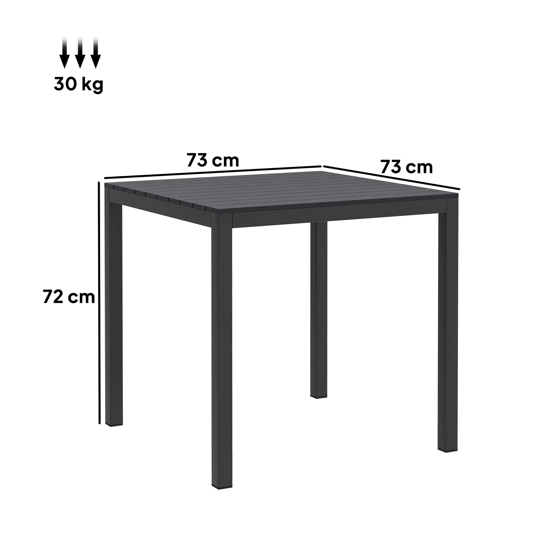 Nancy's Corleone Tuintafel - Terrastafel - Eettafel voor Buiten - Zwart - ± 75 x 75 x 70 cm
