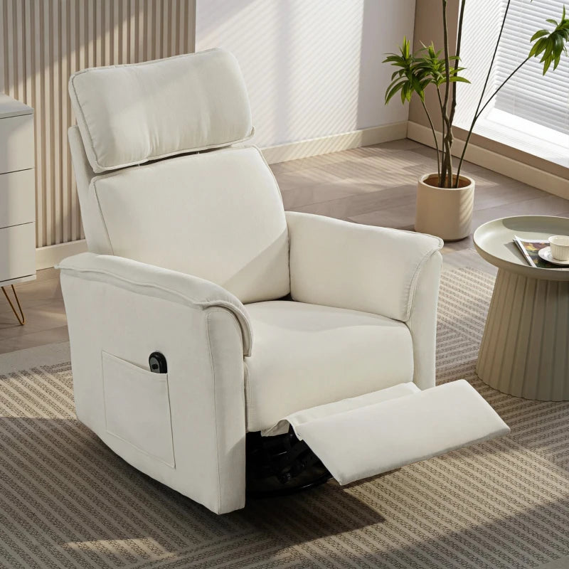 Nancy's Pontebba Elektrische Fauteuil - Relaxfauteuil - Verstelbaar - Crèmewit - Chenille