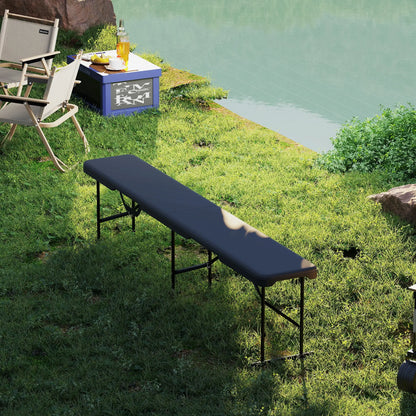 Nancy's Faver Picknickbank - Campingbank - Set van 2 - Zwart - ± 180 x 30 x 40 cm