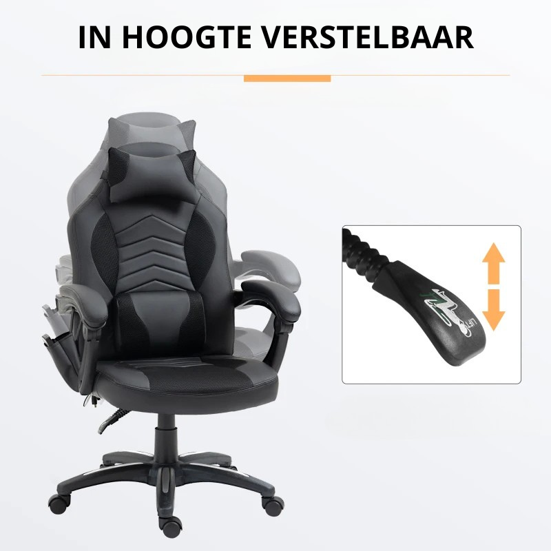 Nancy's Orvieto Gamestoel - Gamingstoel - Bureaustoel - Massagefunctie - Zwart