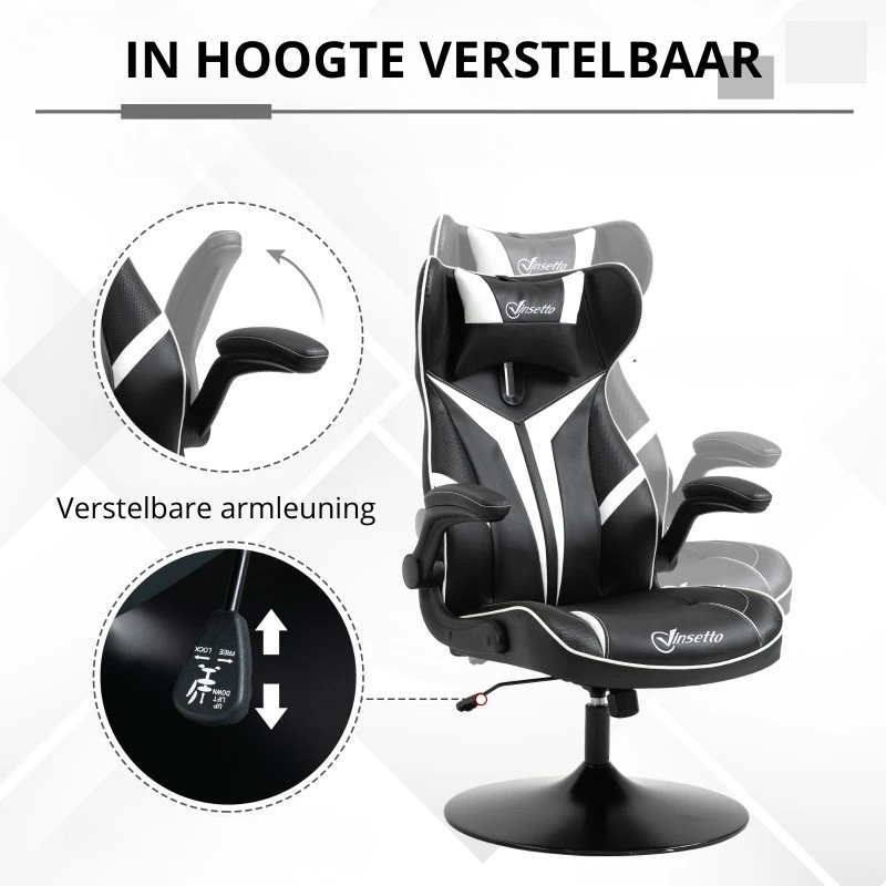 Nancy's Osasco Gamestoel - Gamingstoel - Ergonomische Bureaustoel - Zwart / Wit