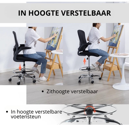 Nancy's Panicale Bureaustoel - Computerstoel - Kantoorstoel - 4D Lendensteun - Zwart - Gaas