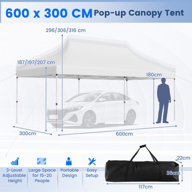 Nancy's Assentis Partytent - Paviljoen - Wit - 300 x 600 cm