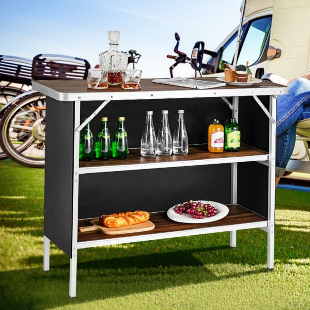 Nancy's Runa Campingtafel - Kampeertafel - Opvouwbaar - Koffie / Zwart - ± 110 x 40 x 90 cm