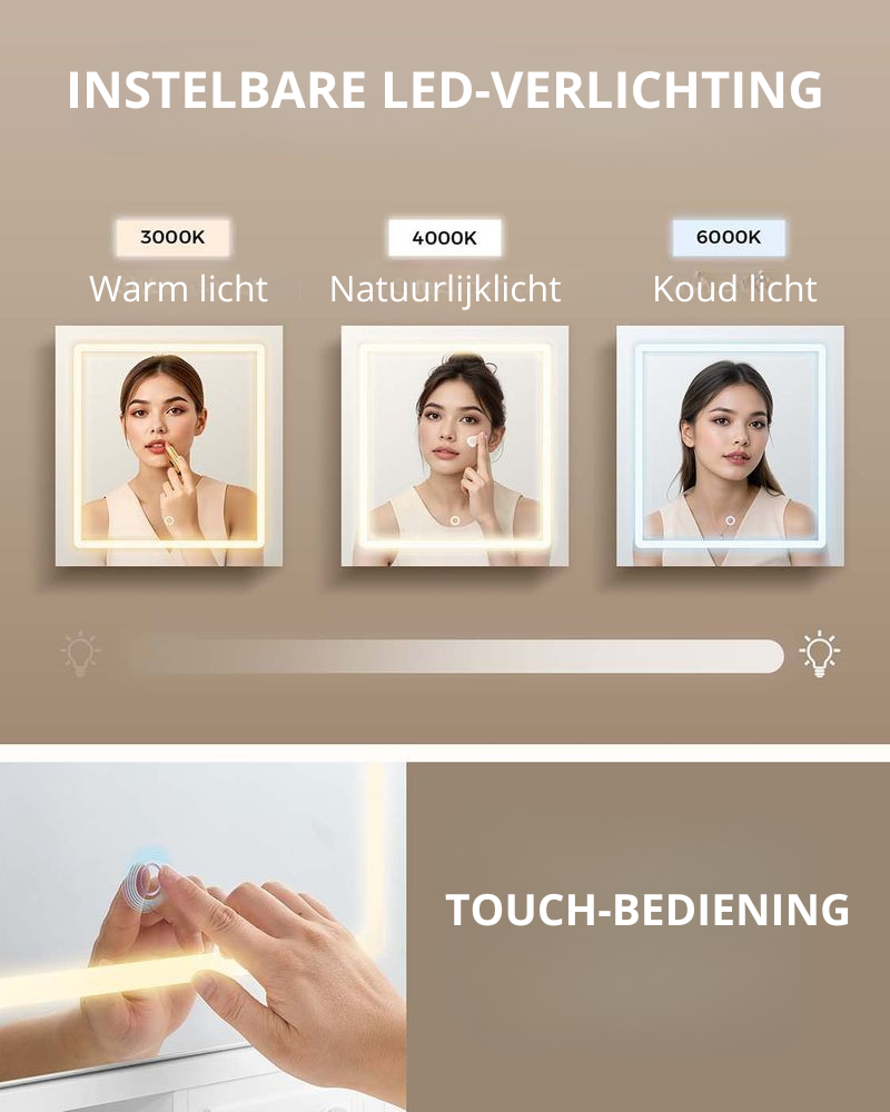 Nancy's Oschiri Kaptafel - Make Up Tafel - Spiegel met LED Verlichting - Wit - ± 110 x 40 x 140 cm