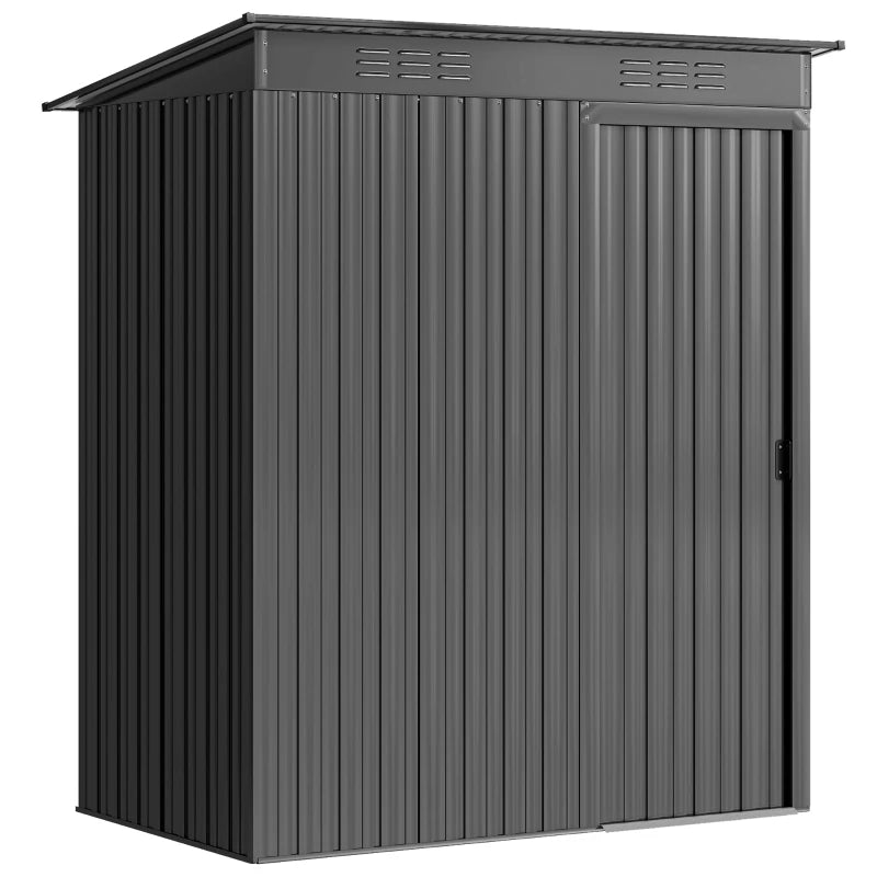 Nancy's Pula Opbergschuur - Tuinschuur - Gereedschapsschuur - Grijs - Staal - ± 160 x 105 x 165/181 cm