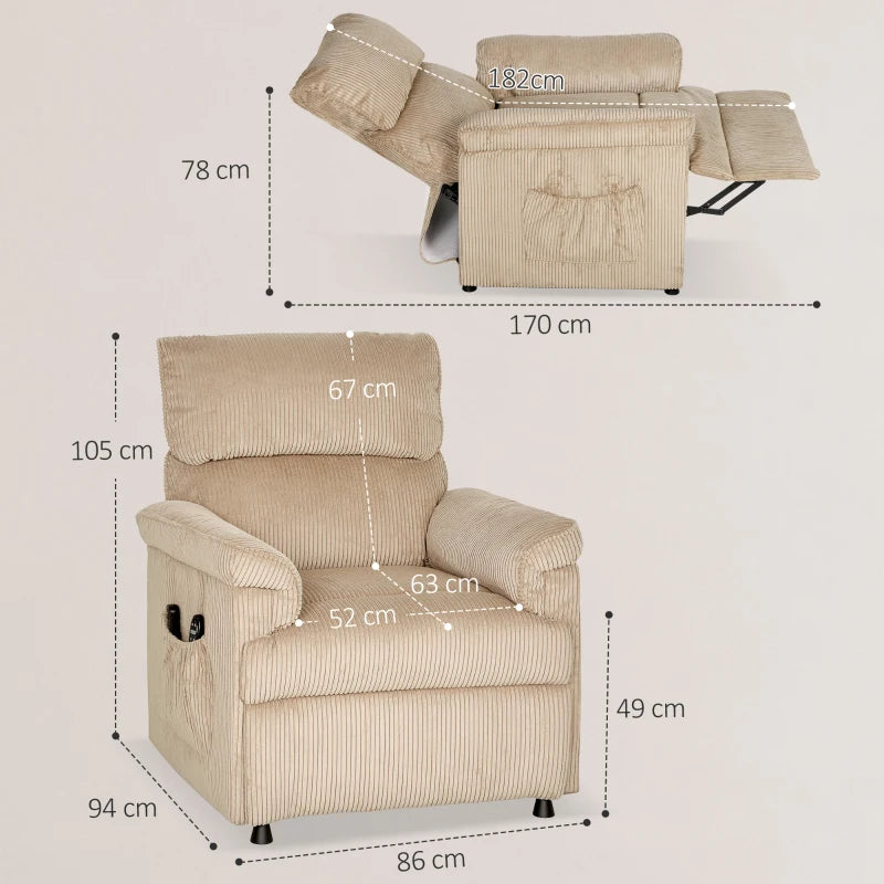 Nancy's Ozieri Massagestoel - Relaxfauteuil - Vibratiemassage en warmtefunctie - Bruin - Corduroy