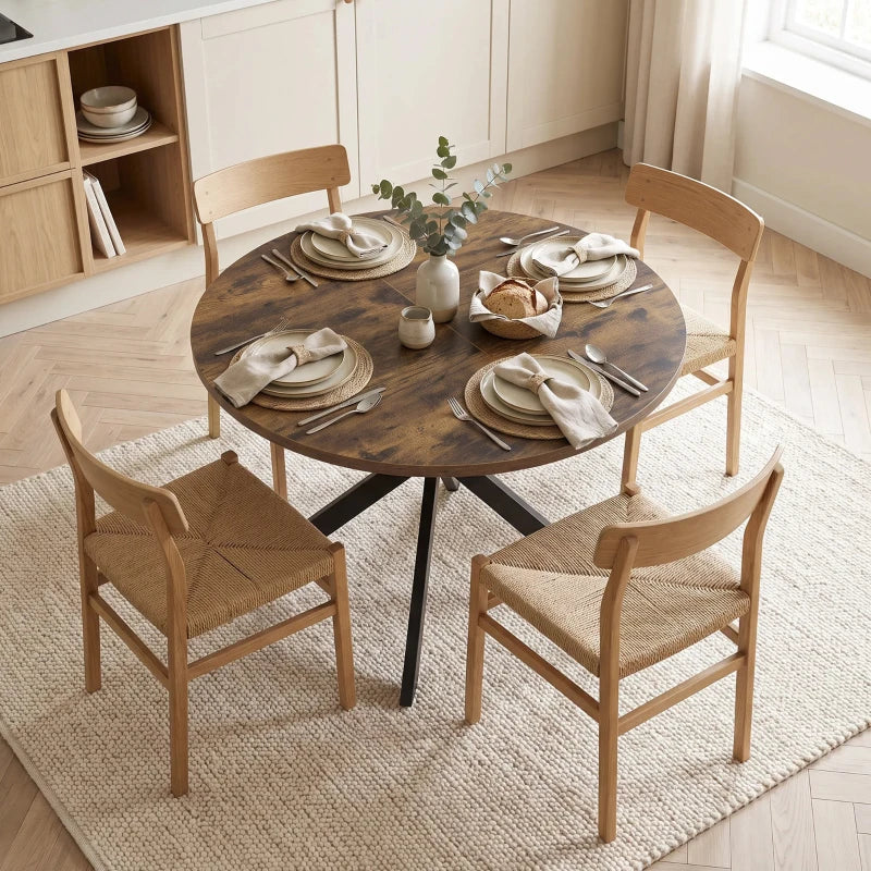 Nancy's Tossicia Eettafel Ovaal - Uitschuifbare eettafel - Tafel ovaal - Bruin / Zwart - MDF / Staal